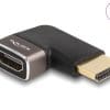 Delock HDMI Adapter Stecker zu Buchse 90° links gewinkelt 8K 60 Hz grau Metall