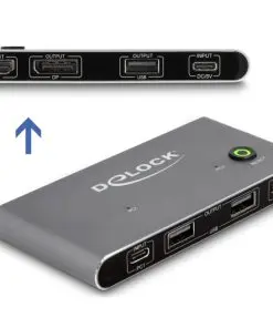 Delock USB-C KVM Switch zu HDMI und DisplayPort 8K MST mit USB 2.0