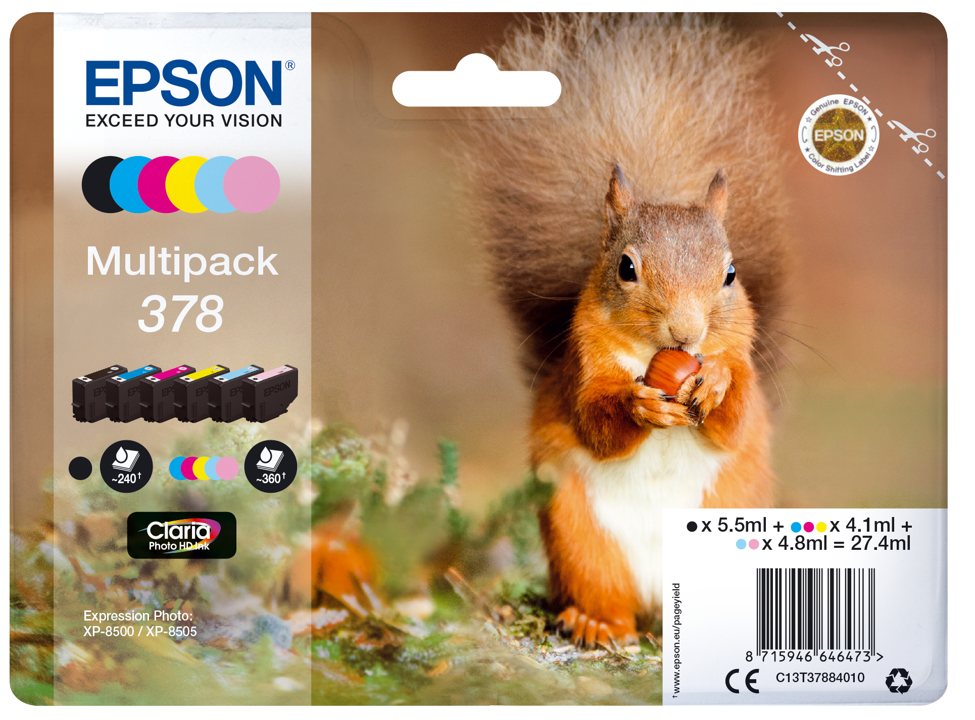 Epson Tintenpatrone 378 Multipack (BK/C/M/Y/PC/PM) Standard Epson Tintenpatrone 378 Multipack (BK/C/M/Y/PC/PM) Standard