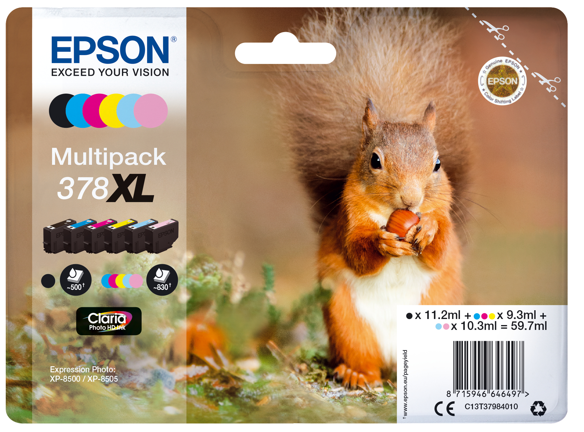 Epson Tintenpatrone 378 Multipack (BK/C/M/Y/PC/PM) High Epson Tintenpatrone 378 Multipack (BK/C/M/Y/PC/PM) High