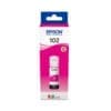 Epson Tintenflasche 102 Magenta (70ml) Drucken wie ein Profi<br>Der zuverlässige Tintensatz, der schwarze Pigmenttinte und farbige Farbstofftinten enthält, sorgt für herausragende Drucke mit gestochen scharfem Text und lebendigen Farben.<br><br>Weniger Tintenkosten<br>Sie sind auf der Suche nach einer besonders kostengünstigen Drucklösung? Vom ersten Tintensatz an, der mit dem Drucker mitgeliefert wird, können Sie durchschnittlich bis zu 90 % Tintenkosten sparen2. Die Tinte ist nicht nur kostengünstig, sie liefert auch beeindruckend viele Seiten: bis zu 7.500 in Schwarzweiß und 6.000 in Farbe1.<br><br>Speziell entwickelt für die einfache Bedienung<br>Die Tintenflaschen von Epson sind dank eines neuen Designs nun noch einfacher zu benutzen. Die neuen Flaschen machen das Nachfüllen zu einem Kinderspiel – nur die richtige Farbe kann in den entsprechenden Tintentank eingefüllt werden. <br><br>Verlassen Sie sich auf das Original<br>Genießen Sie einfaches und zuverlässiges Drucken mit Epson Original Tinten. Wir investieren viel in Forschung und High-Tech-Fertigungsanlagen und unterziehen unsere Produkte strengen Tests, um Ihnen eine optimale Qualität zu bieten.