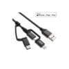 InLine® 3-in1 USB Kabel, Micro-USB, Lightning, USB Typ-C, schwarz/Alu, 1,5m, schwarz