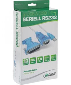 Alternative view of InLine® USB zu Seriell Adapterkabel, USB Stecker A an 9pol 1,8m, mit 9-25pol Adapter, transparent