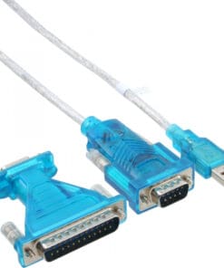 InLine® USB zu Seriell Adapterkabel, USB Stecker A an 9pol 1,8m, mit 9-25pol Adapter, transparent