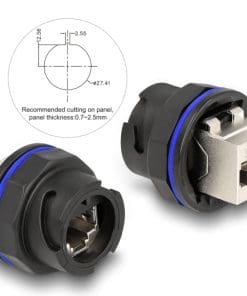 Delock RJ45 Cat.6A Einbaubuchse / Kupplung schwarz