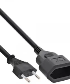 InLine® Euro-Verlängerung, Eurostecker an Eurokupplung, schwarz, 2m, schwarz