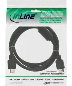 Alternative view of InLine® HDMI Kabel, HDMI-High Speed, Stecker / Stecker, schwarz, mit Ferrit, 5m, schwarz