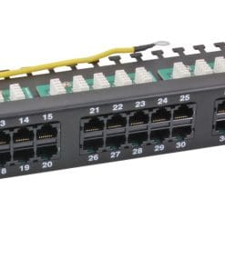 Ecolan Patchfeld Cat 3 ISDN 19" 1HE 50 Port RJ45 8/4 schwarz RAL9005