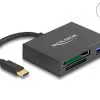 Delock USB-C Card Reader für XQD und SD Speicherkarten + USB 5 Gbps Typ-A Port