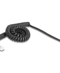 Delock Telefonkabel / Spiralkabel RJ11 Stecker zu RJ11 Stecker schwarz 3 m