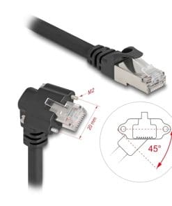Delock GigE Kamera Kabel RJ45 Stecker 45° gedreht und 90° gewinkelt 1 m