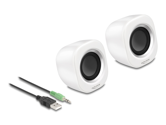 Delock Mini Stereo PC Lautsprecher mit 3,5 mm Klinkenstecker Delock Mini Stereo PC Lautsprecher mit 3,5 mm Klinkenstecker
