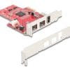 Delock PCI Express x1 Karte zu 2 x extern FireWire B + 1 x extern FireWire A