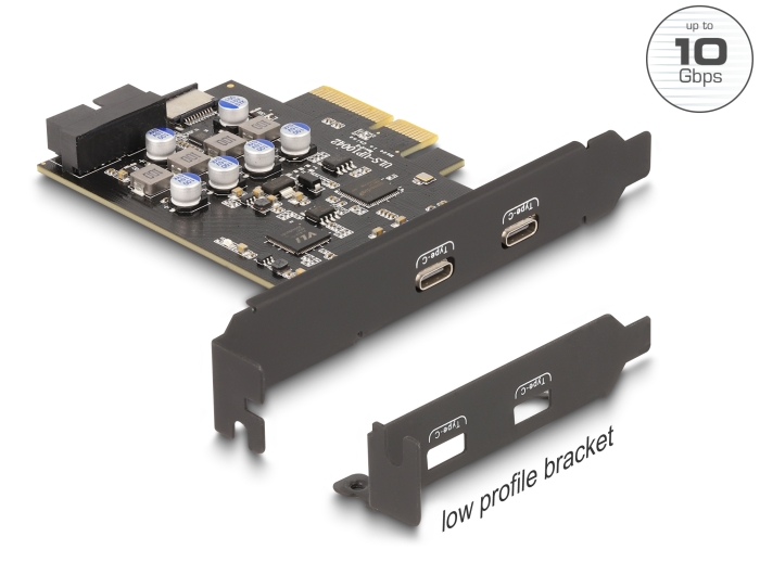 Delock PCI Express x4 Karte zu 2 x extern USB Type-C+ 1 intern USB 10 Gbps Delock PCI Express x4 Karte zu 2 x extern USB Type-C+ 1 intern USB 10 Gbps