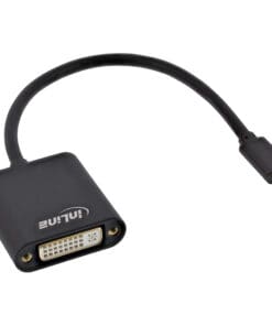 InLine® USB Display Konverter, USB Typ-C Stecker zu DVI Buchse (DP Alt Mode), schwarz, 0.2m