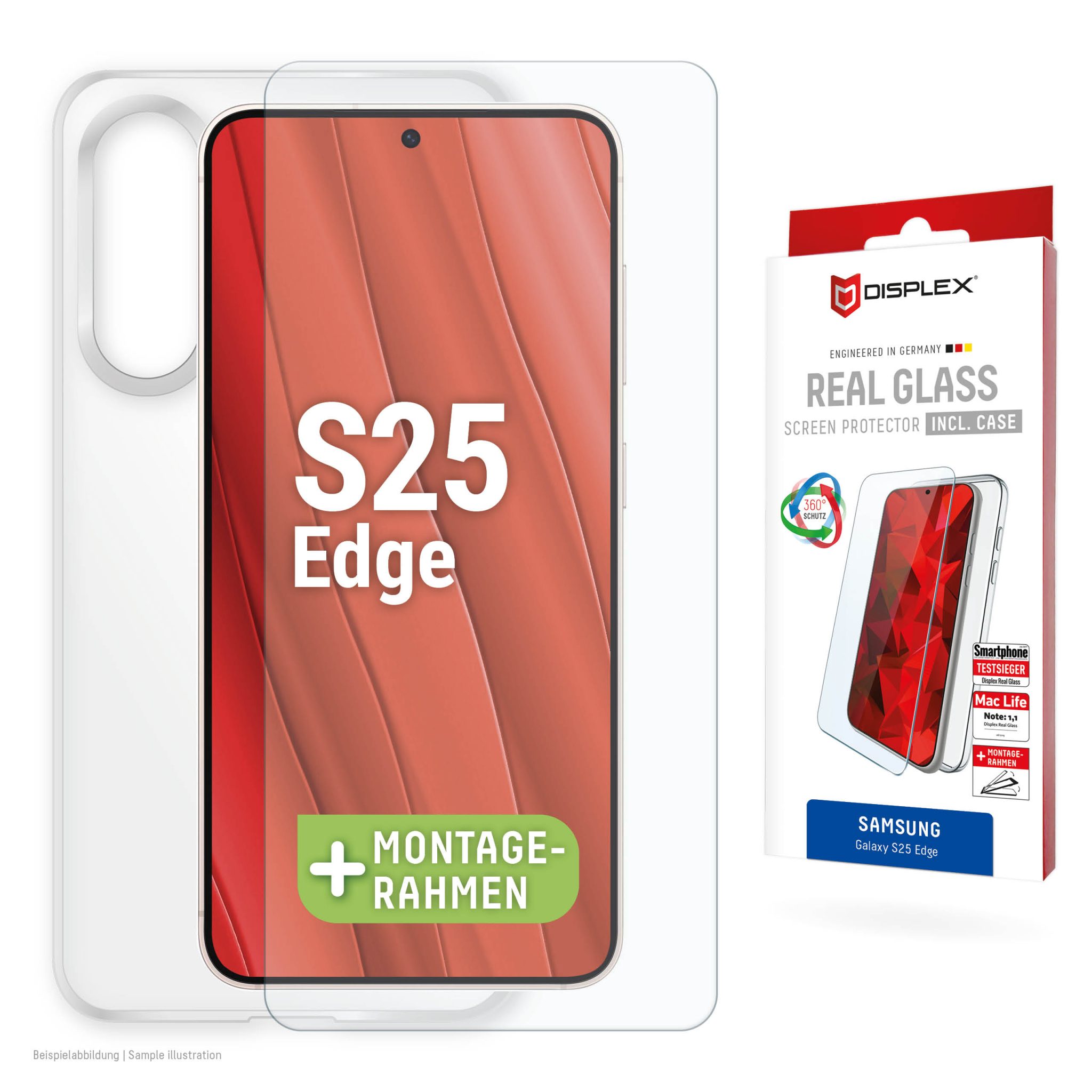 DISPLEX Panzerglas 10H inklusive Handyhülle transparent für Galaxy S25 Edge DISPLEX Panzerglas 10H inklusive Handyhülle transparent für Galaxy S25 Edge