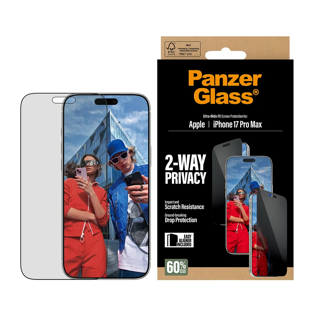 PanzerGlass 2-Way Privacy Schutzglas iPhone 17 Pro Max/UWF PanzerGlass 2-Way Privacy Schutzglas iPhone 17 Pro Max/UWF – Bild 2