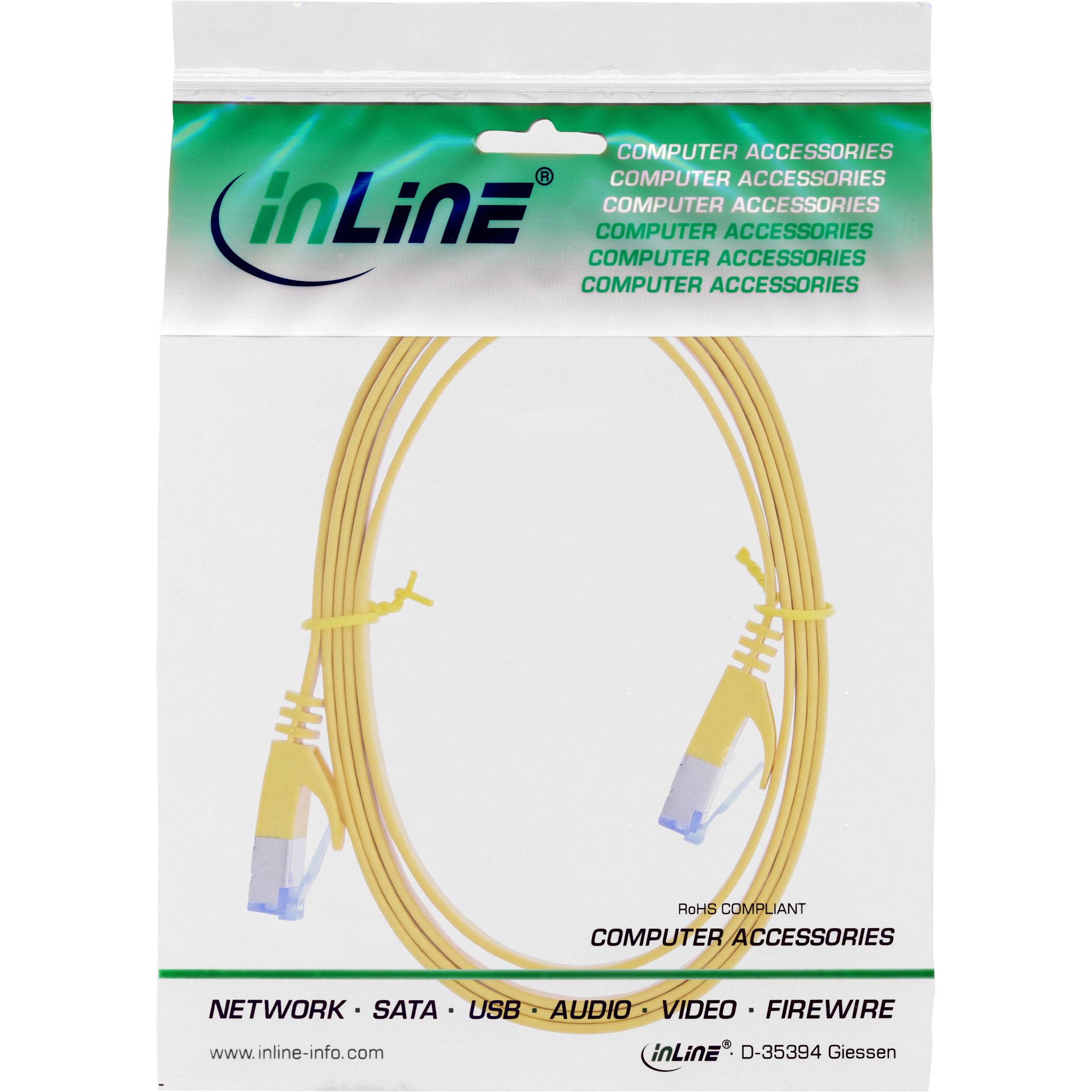 InLine® Patchkabel flach, U/FTP, Cat.6A, gelb, 0,5m, gelb InLine® Patchkabel flach, U/FTP, Cat.6A, gelb, 0,5m, gelb – Bild 2
