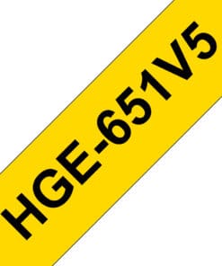 Schriftband HGe-651V5 (5 Stk) Schwarz auf Gelb 24mm x 8m