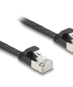 Delock RJ45 Flachband Patchkabel Stecker zu Stecker Cat.6A U/FTP 1 m schwarz