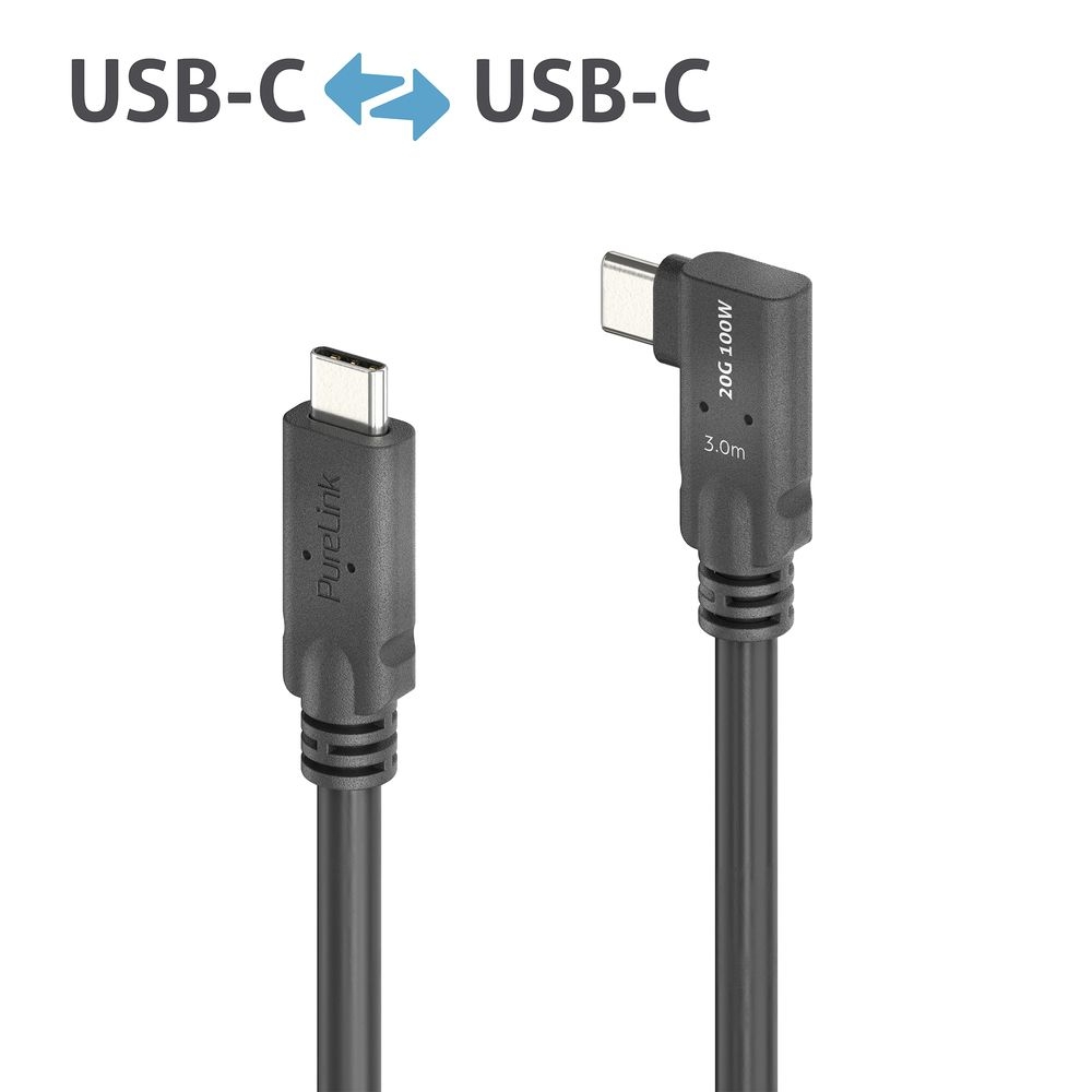 PureLink MicroX4 USB-C auf 90° USB-C Kabel USB4 Gen2x2 20Gbps, 100W, 3,00 m PureLink MicroX4 USB-C auf 90° USB-C Kabel USB4 Gen2x2 20Gbps, 100W, 3,00 m