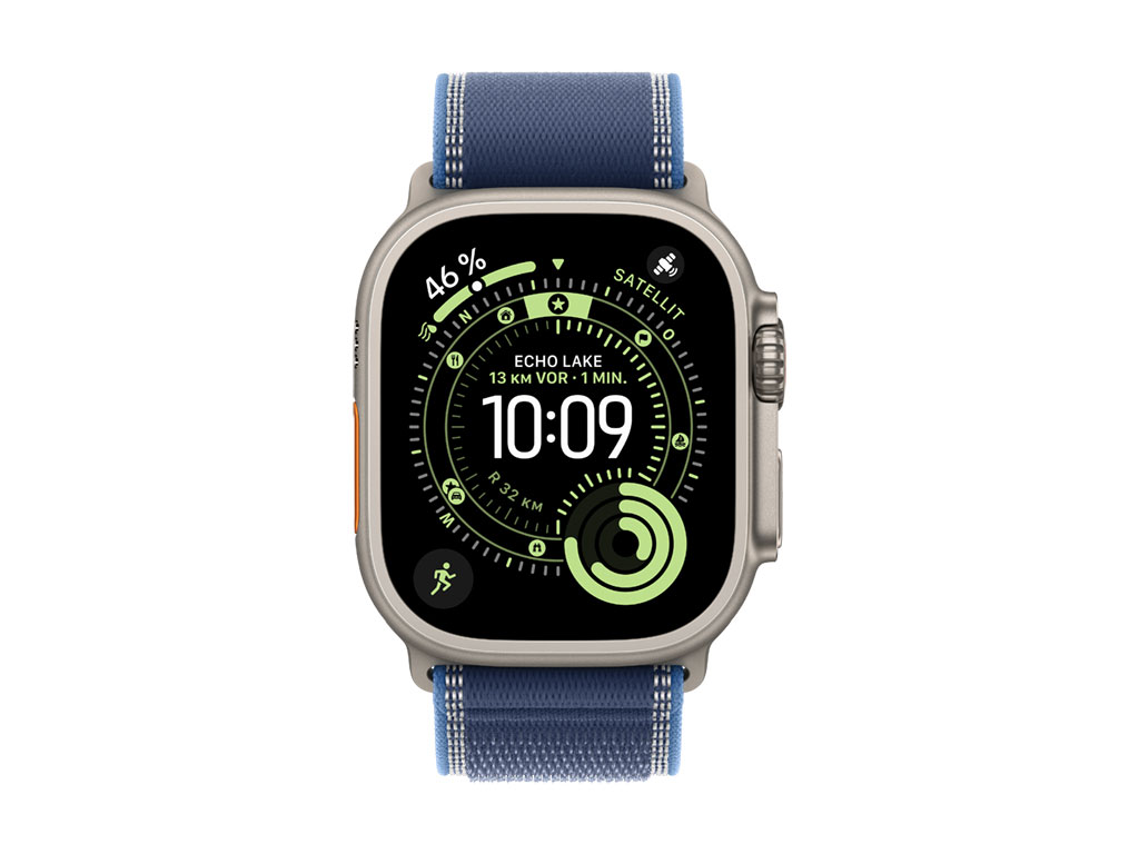 Apple Watch Ultra 3 Titanium Cellular 49mm Natur (Trail Loop blau/hellblau) M/L Apple Watch Ultra 3 Titanium Cellular 49mm Natur (Trail Loop blau/hellblau) M/L