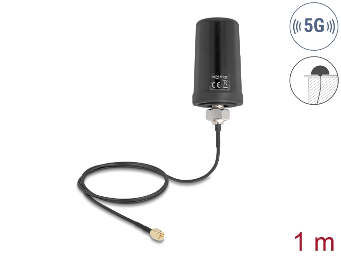 Delock 5G LTE GNSS WiFi 6 Antenne SMA Stecker 1,1 - 4,0 dBi Delock 5G LTE GNSS WiFi 6 Antenne SMA Stecker 1,1 - 4,0 dBi