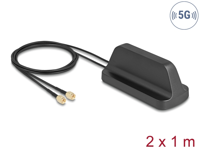 Delock 5G LTE GNSS WiFi 6 MIMO Antenne 2 x SMA Stecker 2,1 - 3,0 dBi Delock 5G LTE GNSS WiFi 6 MIMO Antenne 2 x SMA Stecker 2,1 - 3,0 dBi