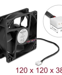 Delock Axiallüfter 12 V DC, 120 x 120 x 38 mm schwarz