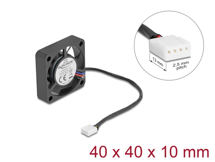 Delock Axiallüfter 12 V DC, 40 x 40 x 10 mm schwarz Delock Axiallüfter 12 V DC, 40 x 40 x 10 mm schwarz