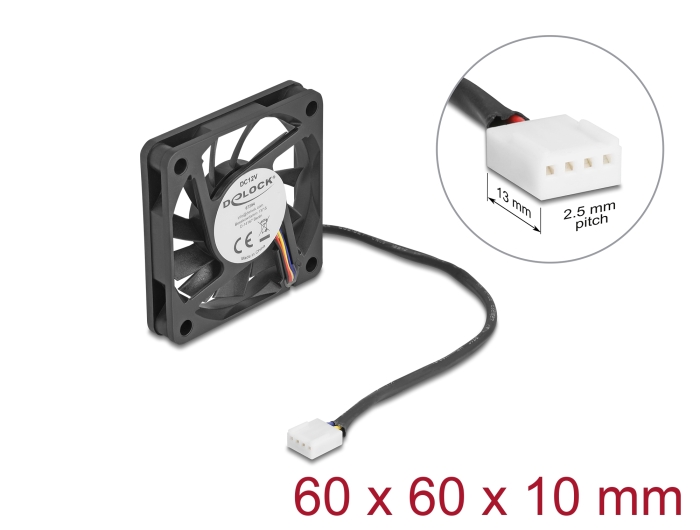 Delock Axiallüfter 12 V DC, 60 x 60 x 10 mm schwarz Delock Axiallüfter 12 V DC, 60 x 60 x 10 mm schwarz