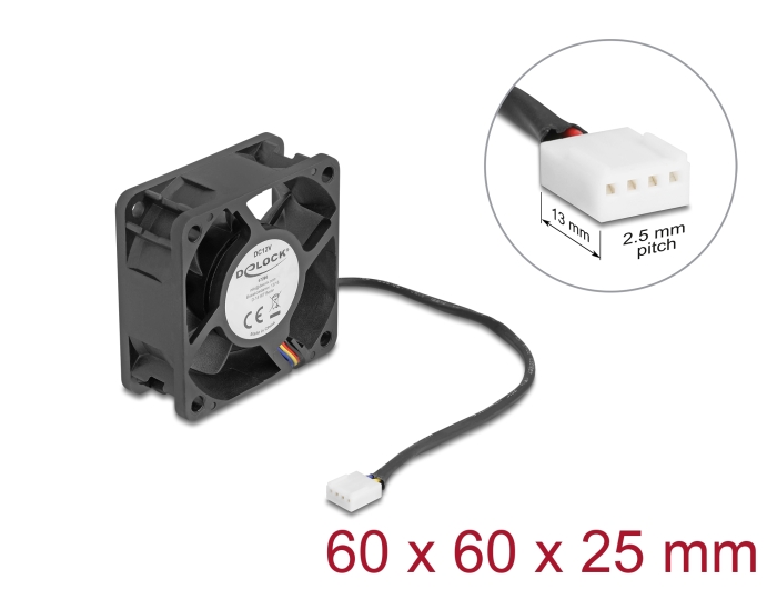 Delock Axiallüfter 12 V DC, 60 x 60 x 25 mm schwarz Delock Axiallüfter 12 V DC, 60 x 60 x 25 mm schwarz