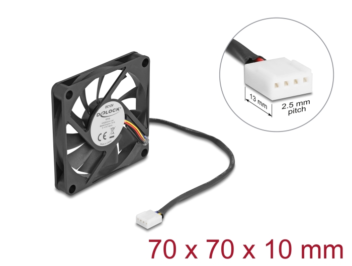 Delock Axiallüfter 12 V DC, 70 x 70 x 10 mm schwarz Delock Axiallüfter 12 V DC, 70 x 70 x 10 mm schwarz