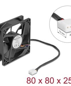 Delock Axiallüfter 12 V DC, 80 x 80 x 25 mm schwarz