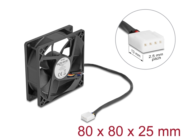 Delock Axiallüfter 12 V DC, 80 x 80 x 25 mm schwarz Delock Axiallüfter 12 V DC, 80 x 80 x 25 mm schwarz