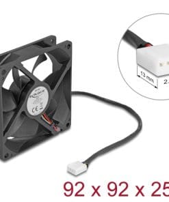 Delock Axiallüfter 12 V DC, 92 x 92 x 25 mm schwarz