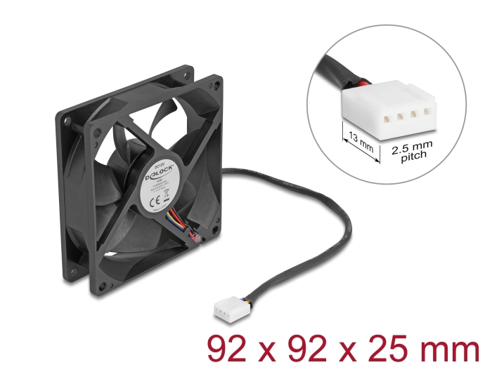 Delock Axiallüfter 12 V DC, 92 x 92 x 25 mm schwarz Delock Axiallüfter 12 V DC, 92 x 92 x 25 mm schwarz