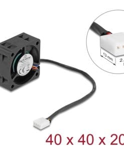 Delock Axiallüfter 24 V DC, 40 x 40 x 20 mm schwarz