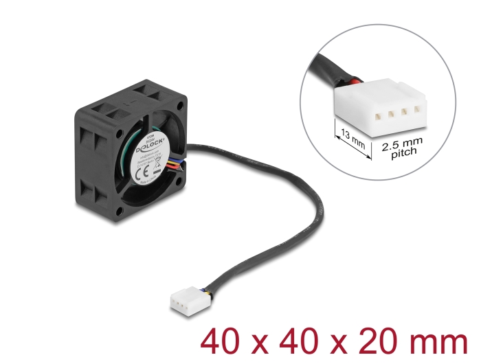 Delock Axiallüfter 24 V DC, 40 x 40 x 20 mm schwarz Delock Axiallüfter 24 V DC, 40 x 40 x 20 mm schwarz