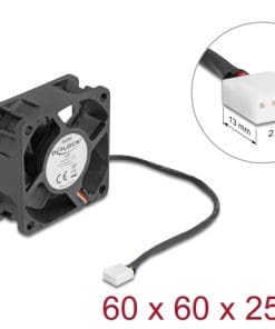 Delock Axiallüfter 24 V DC, 60 x 60 x 25 mm schwarz