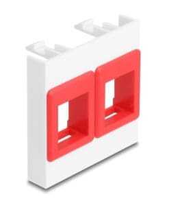Delock Easy 45 Modul mit zwei Keystone Halterungen 45 x 45 mm, weiß / rot