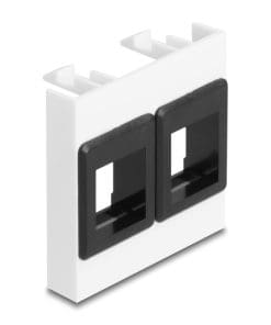 Delock Easy 45 Modul mit zwei Keystone Halterungen 45 x 45 mm, weiß / schwarz