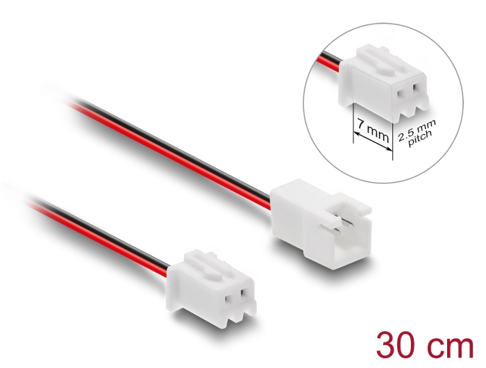 Delock Lüfter Verlängerungskabel JST Stecker zu Buchse 2 Pin, 30 cm Delock Lüfter Verlängerungskabel JST Stecker zu Buchse 2 Pin, 30 cm