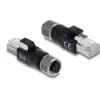 Delock M12 Adapter D-kodiert 4 Pin Buchse zu RJ45 Stecker schwarz