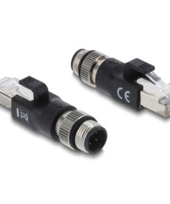 Delock M12 Adapter D-kodiert 4 Pin Stecker zu RJ45 Stecker schwarz