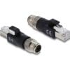 Delock M12 Adapter X-kodiert 8 Pin Stecker zu RJ45 Stecker schwarz