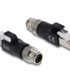 Delock M12 Adapter X-kodiert 8 Pin Stecker zu RJ45 Stecker schwarz