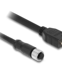 Delock M12 Kabel A-kodiert 17 Pin Buchse zu HDMI Stecker 1 m schwarz