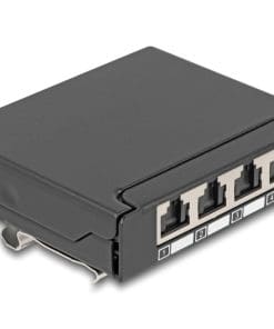 Delock Mini Desktop Patchpanel RJ45 Buchse 4 Port Cat.6A geschirmt schwarz