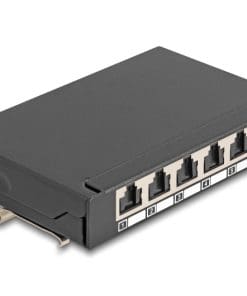Delock Mini Desktop Patchpanel RJ45 Buchse 6 Port Cat.6A geschirmt schwarz